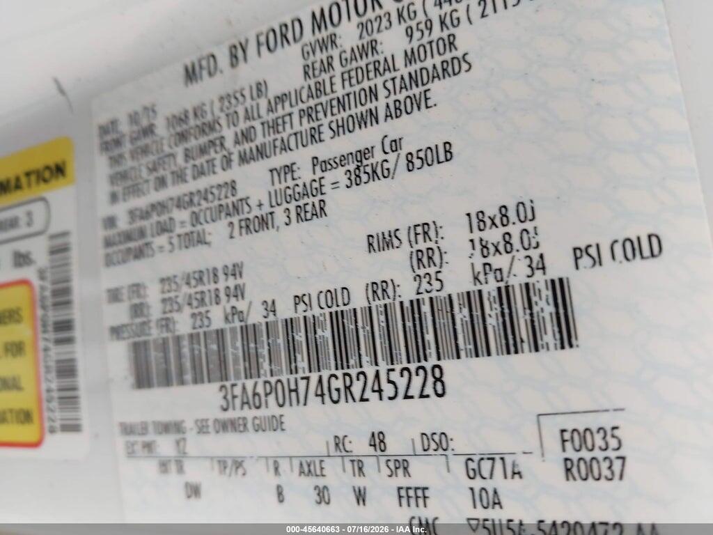 3FA6P0H74GR245228 2016 FORD FUSION photo no. 9