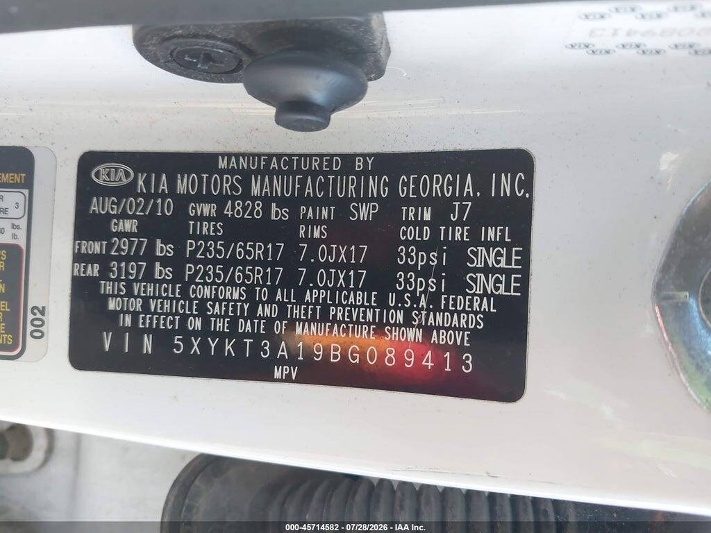 5XYKT3A19BG089413 2011 KIA SORENTO photo no. 9
