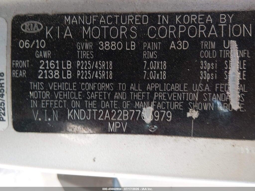 KNDJT2A22B7705979 2011 KIA SOUL photo no. 9