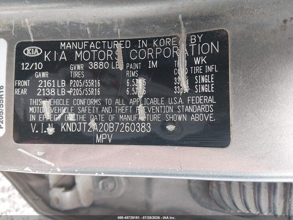 KNDJT2A20B7260383 2011 KIA SOUL photo no. 9