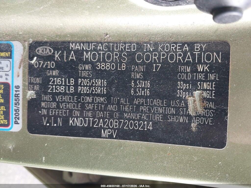 KNDJT2A20B7203214 2011 KIA SOUL photo no. 9