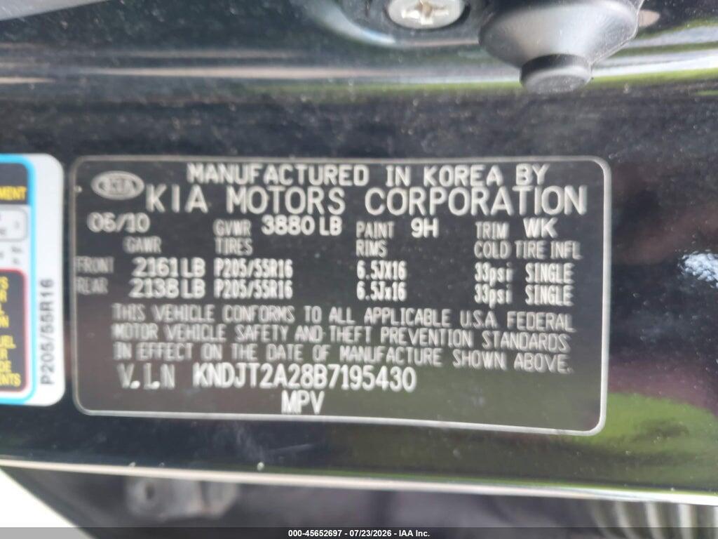 KNDJT2A28B7195430 2011 KIA SOUL photo no. 9