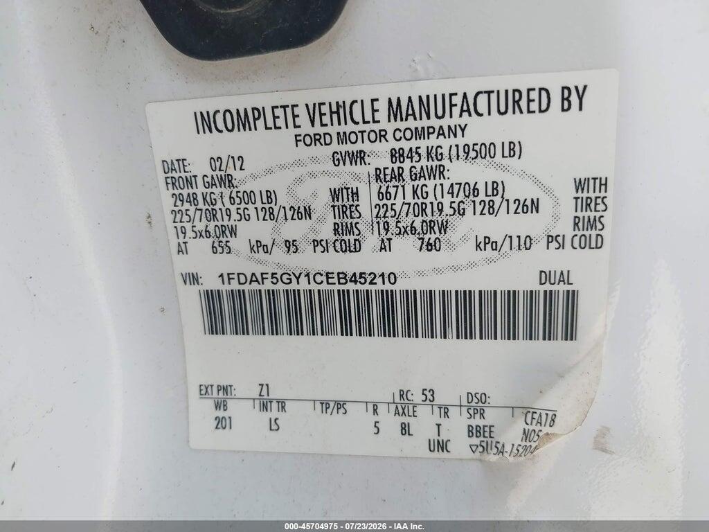 1FDAF5GY1CEB45210 2012 FORD F-550 CHASSIS photo no. 8