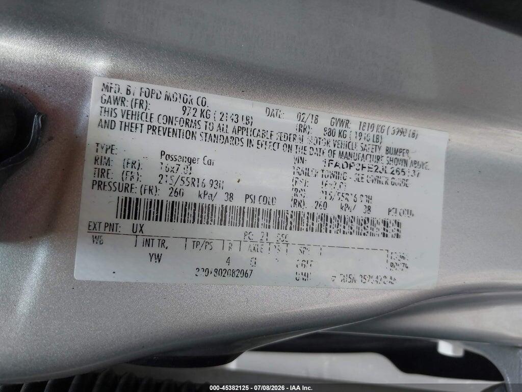 1FADP3FE2JL265137 2018 FORD FOCUS photo no. 9