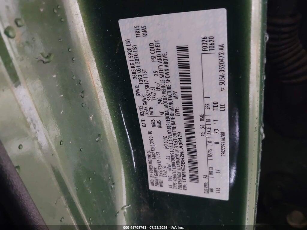 1FMDE5BH2NLA99179 2022 FORD BRONCO photo no. 9