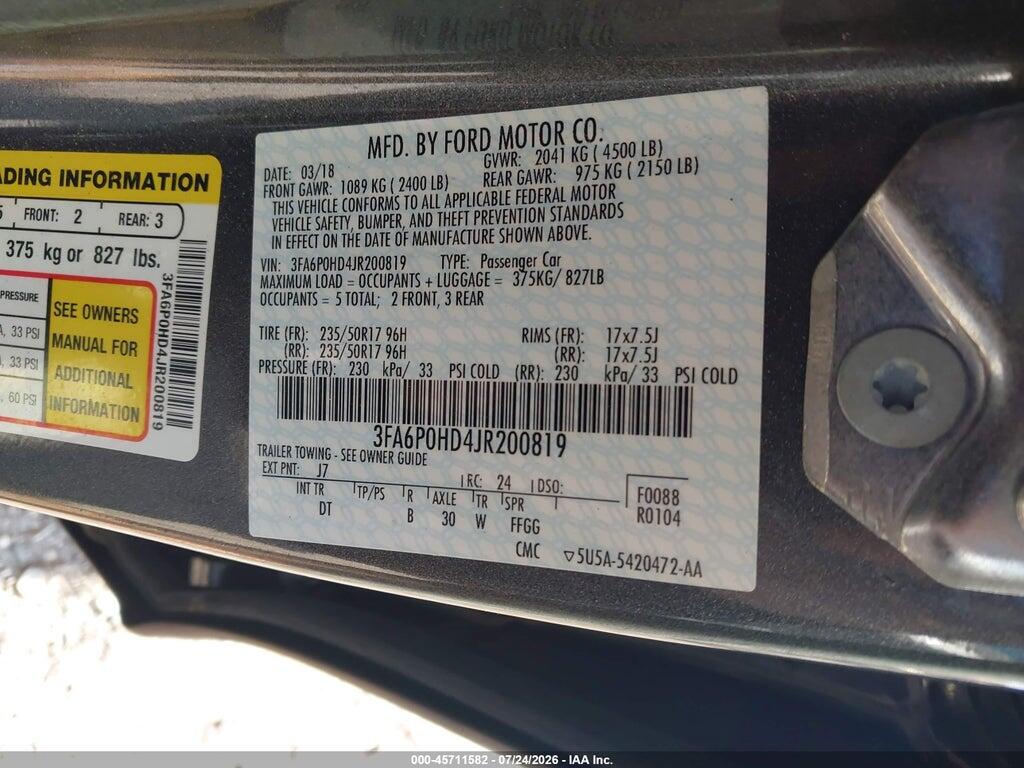 3FA6P0HD4JR200819 2018 FORD FUSION photo no. 9