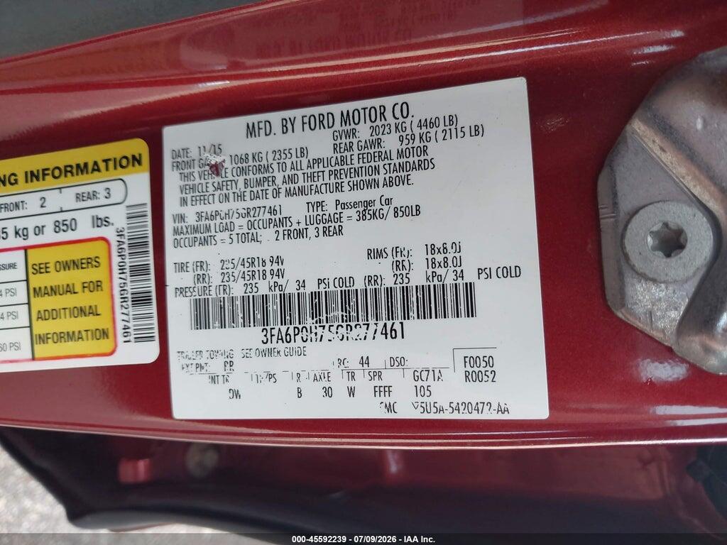 3FA6P0H75GR277461 2016 FORD FUSION photo no. 9