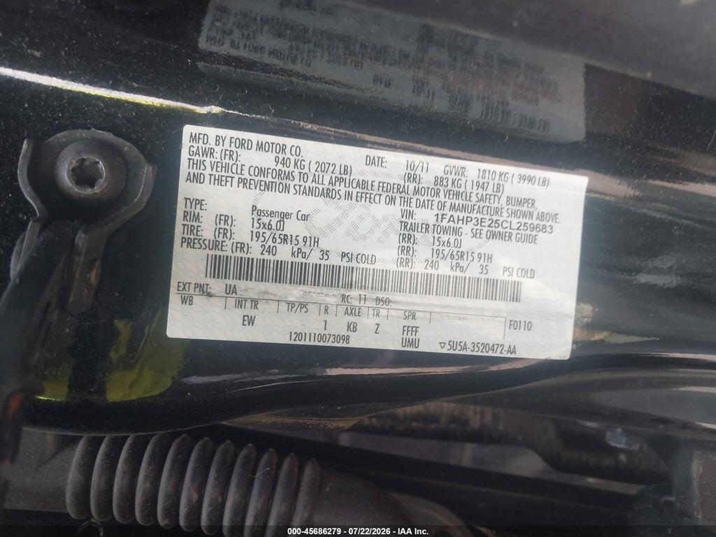 1FAHP3E25CL259683 2012 FORD FOCUS photo no. 8