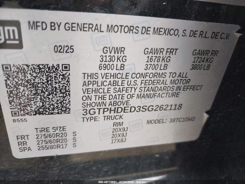 3GTPHDED3SG262118 2025 GMC SIERRA 1500 photo no. 9