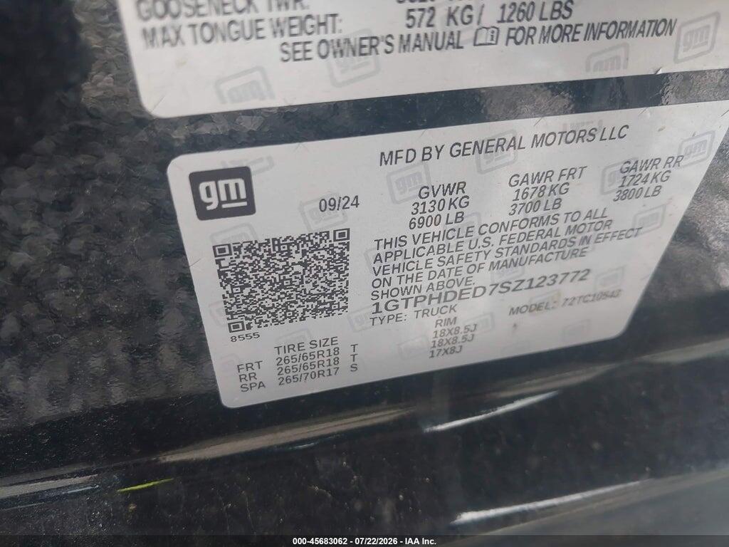 1GTPHDED7SZ123772 2025 GMC SIERRA 1500 photo no. 9