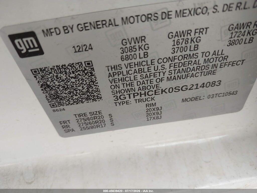 3GTPHCEK0SG214083 2025 GMC SIERRA 1500 photo no. 9