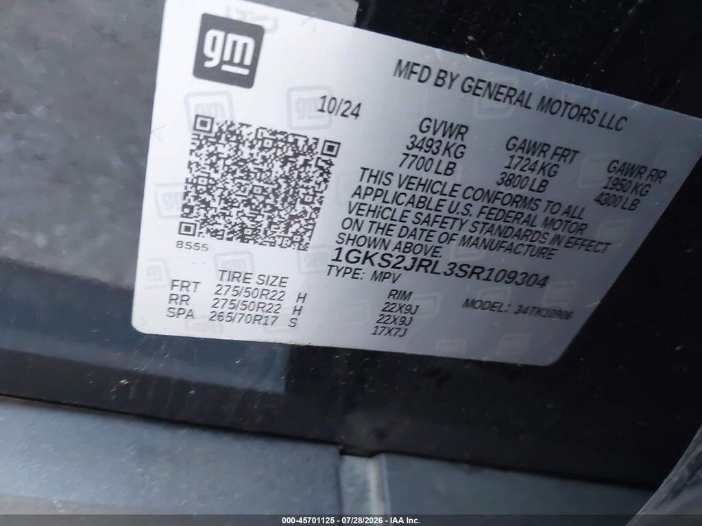 1GKS2JRL3SR109304 2025 GMC YUKON XL photo no. 9