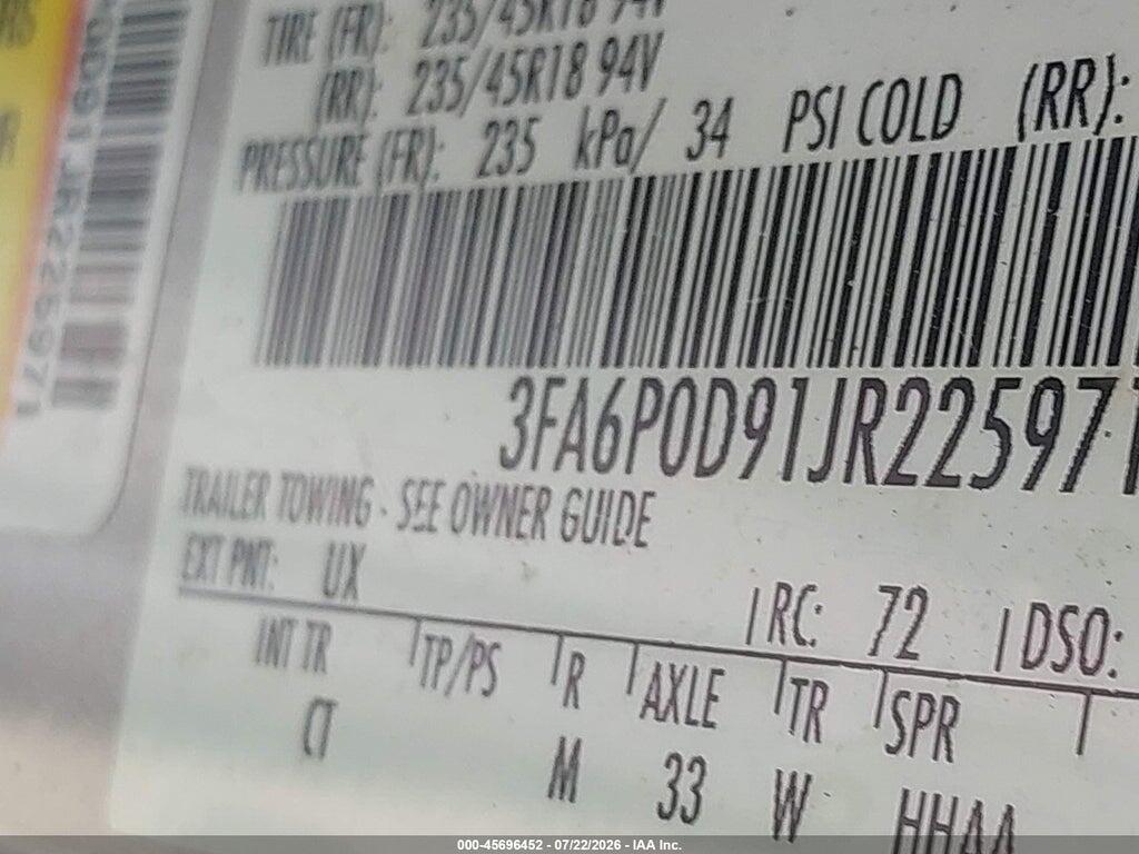 3FA6P0D91JR225971 2018 FORD FUSION photo no. 9