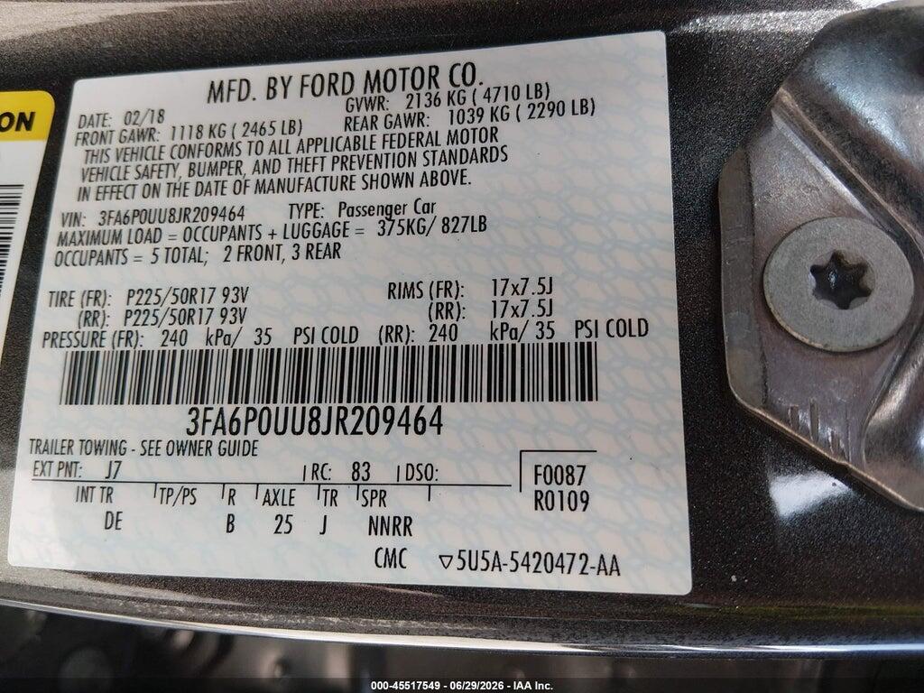 3FA6P0UU8JR209464 2018 FORD FUSION HYBRID photo no. 9