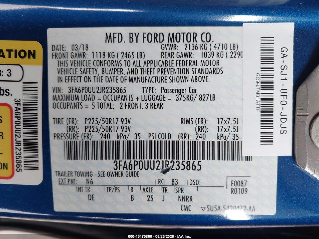 3FA6P0UU2JR235865 2018 FORD FUSION HYBRID photo no. 9