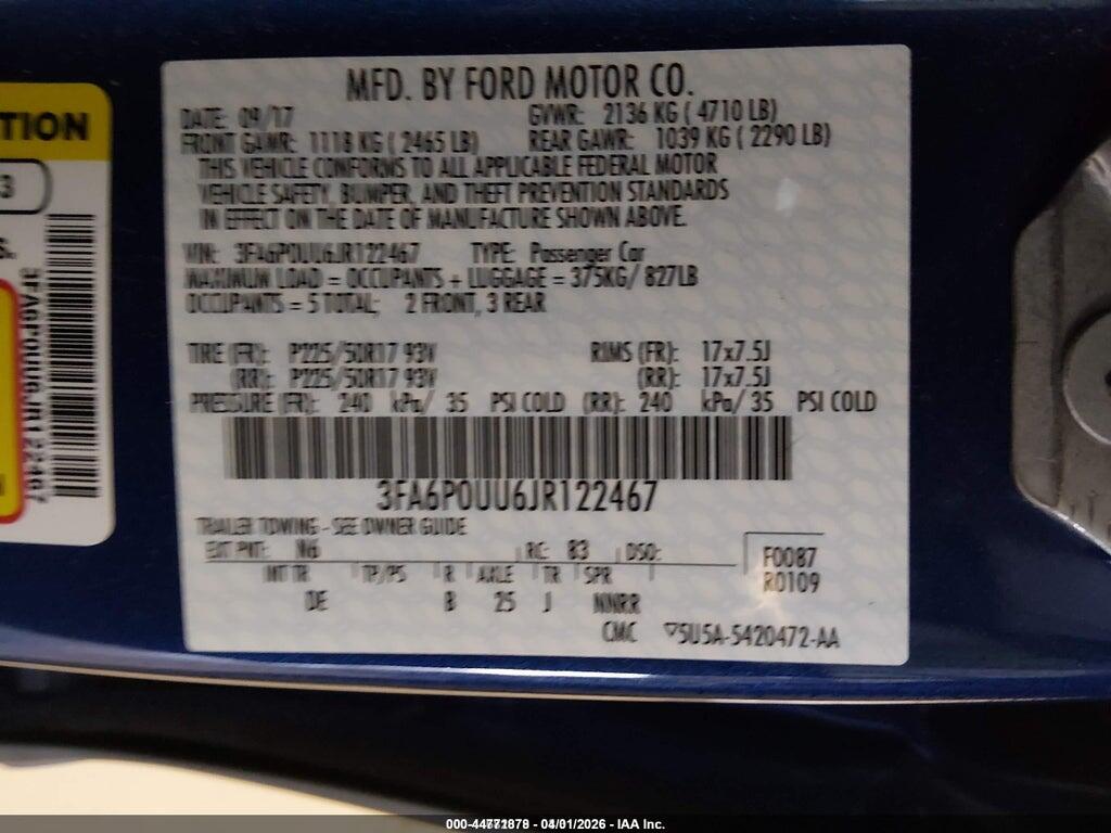 3FA6P0UU6JR122467 2018 FORD FUSION HYBRID photo no. 9