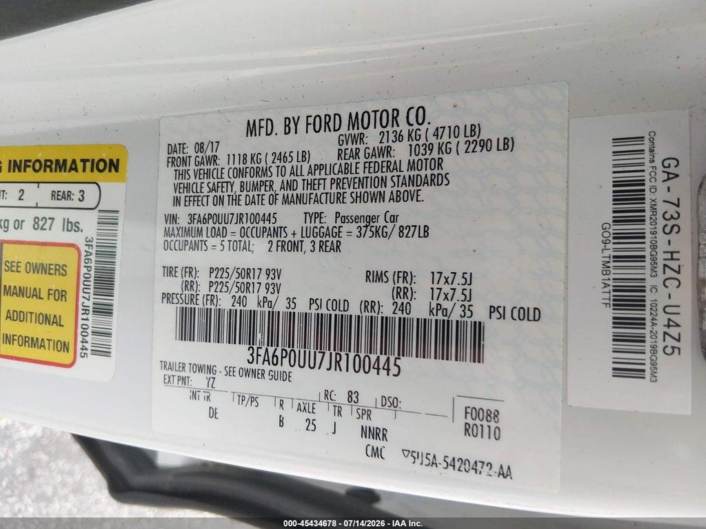 3FA6P0UU7JR100445 2018 FORD FUSION HYBRID photo no. 9