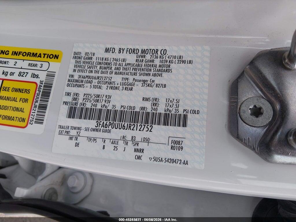 3FA6P0UU6JR212752 2018 FORD FUSION HYBRID photo no. 9