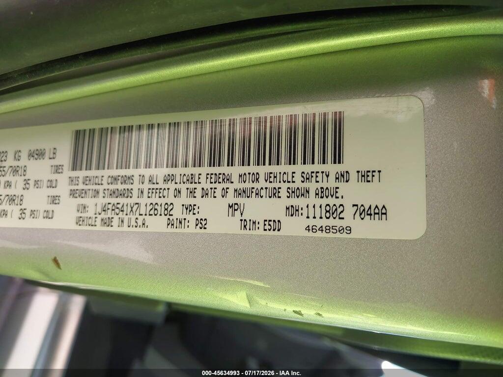 1J4FA541X7L126182 2007 JEEP WRANGLER photo no. 9