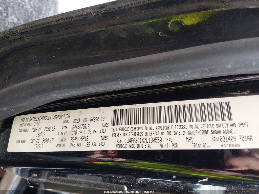 1J4FA241X7L180550 2007 JEEP WRANGLER photo no. 9
