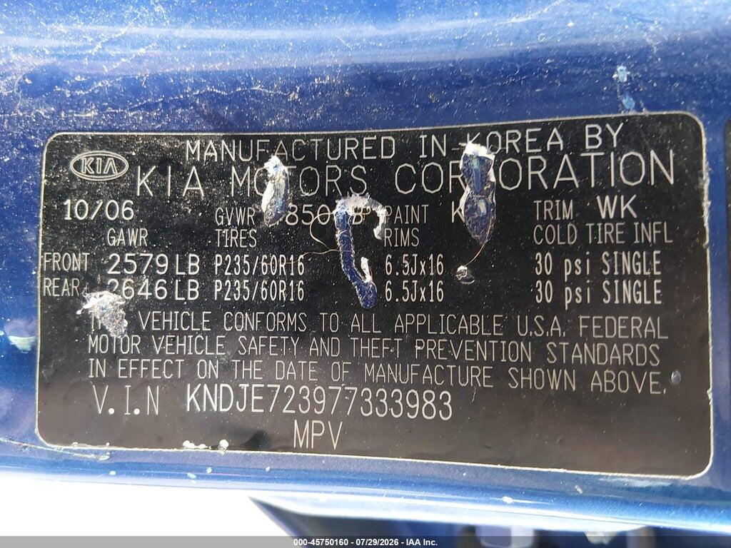 KNDJE723977333983 2007 KIA SPORTAGE photo no. 9