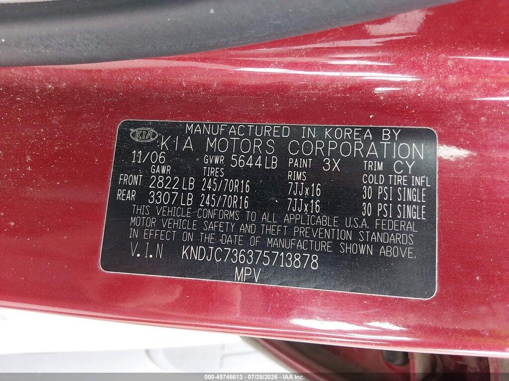 KNDJC736375713878 2007 KIA SORENTO photo no. 9