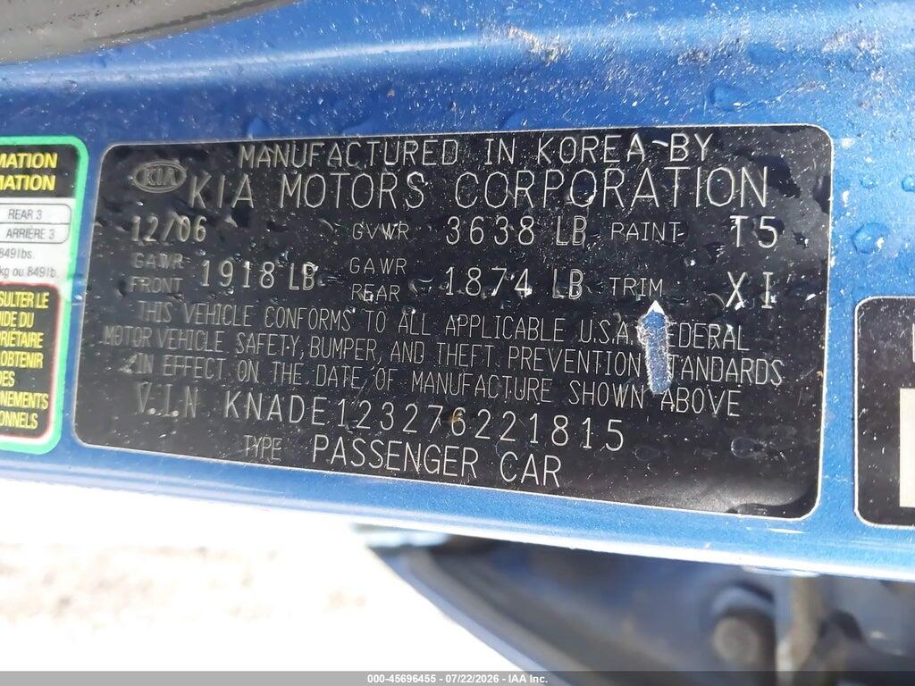 KNADE123276221815 2007 KIA RIO photo no. 9