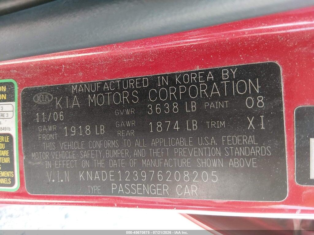 KNADE123976208205 2007 KIA RIO photo no. 9