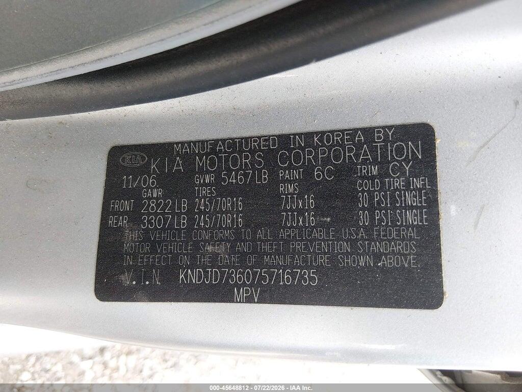 KNDJD736075716735 2007 KIA SORENTO photo no. 9