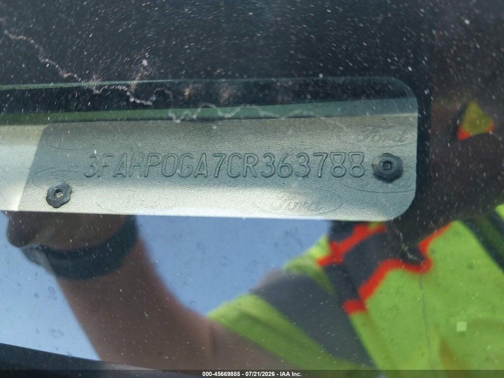 3FAHP0GA7CR363788 2012 FORD FUSION photo no. 9