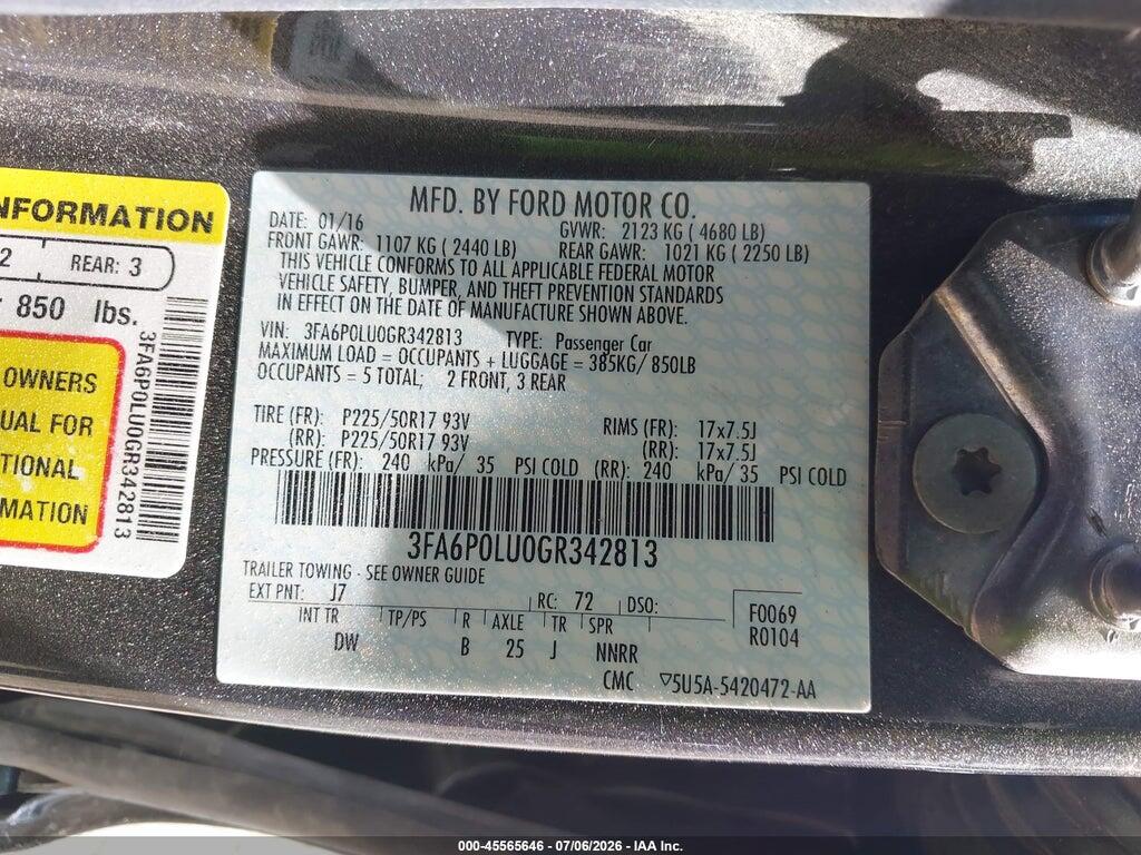 3FA6P0LU0GR342813 2016 FORD FUSION HYBRID photo no. 9