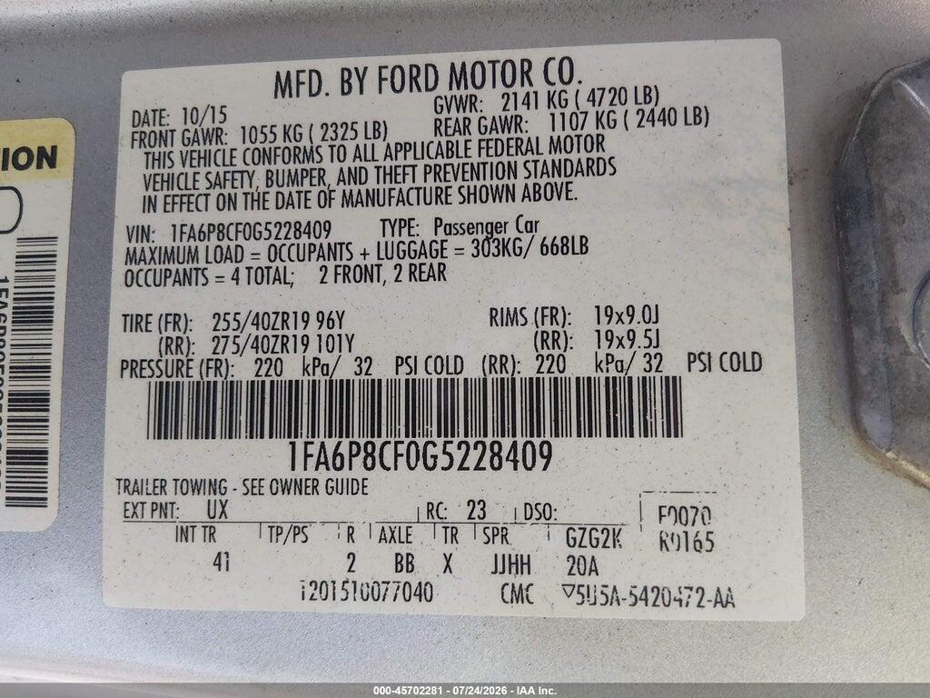 1FA6P8CF0G5228409 2016 FORD MUSTANG photo no. 9