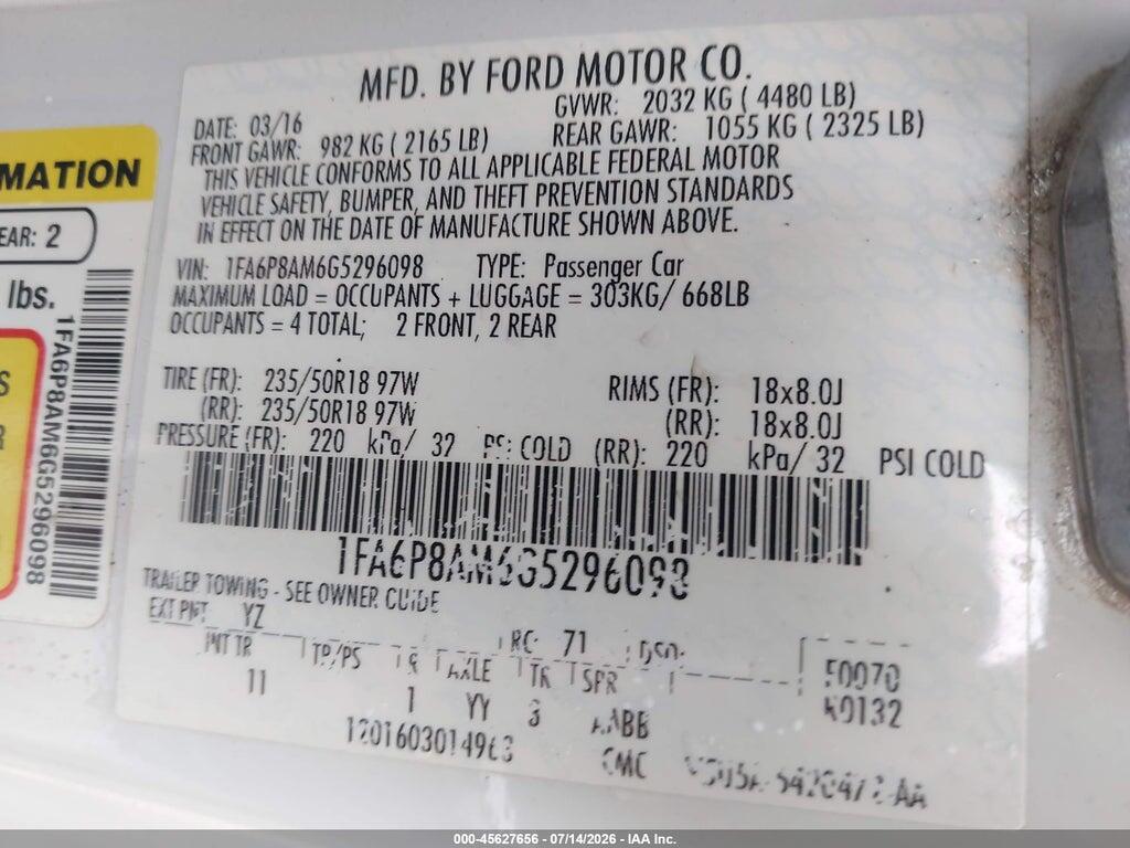 1FA6P8AM6G5296098 2016 FORD MUSTANG photo no. 9