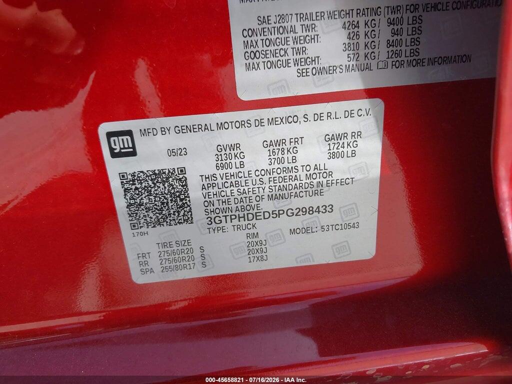 3GTPHDED5PG298433 2023 GMC SIERRA photo no. 9