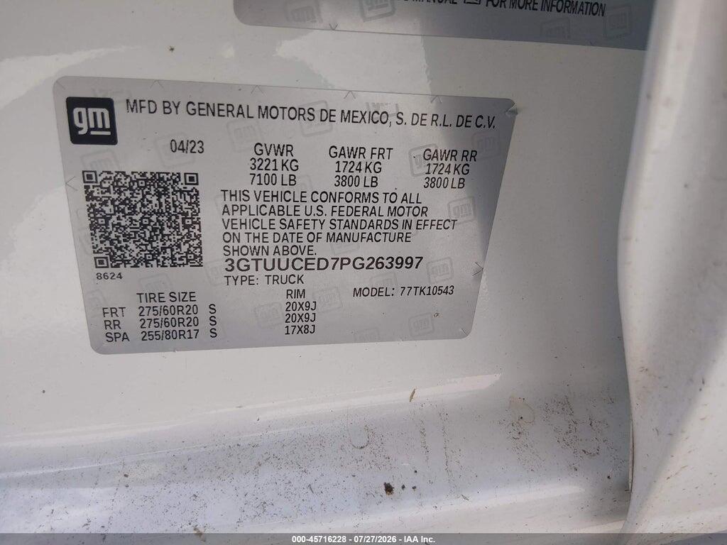 3GTUUCED7PG263997 2023 GMC SIERRA 1500 photo no. 9
