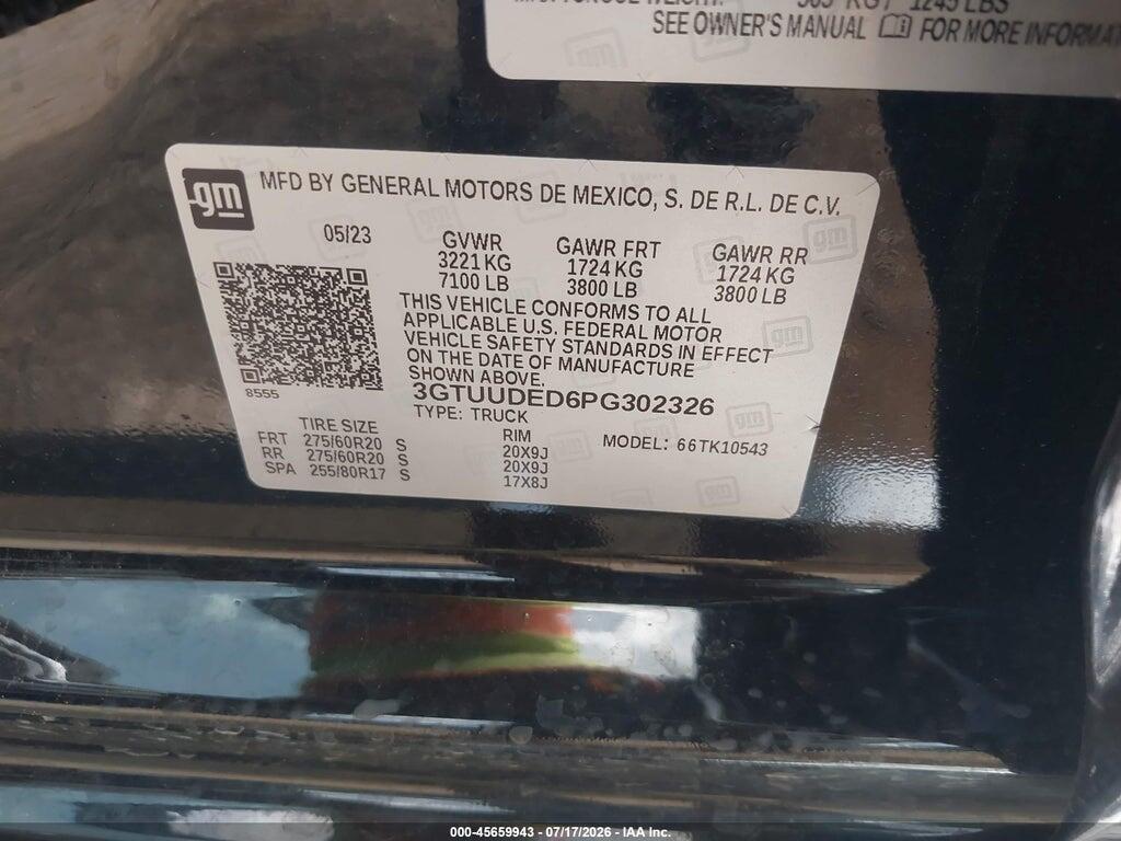 3GTUUDED6PG302326 2023 GMC SIERRA 1500 photo no. 9