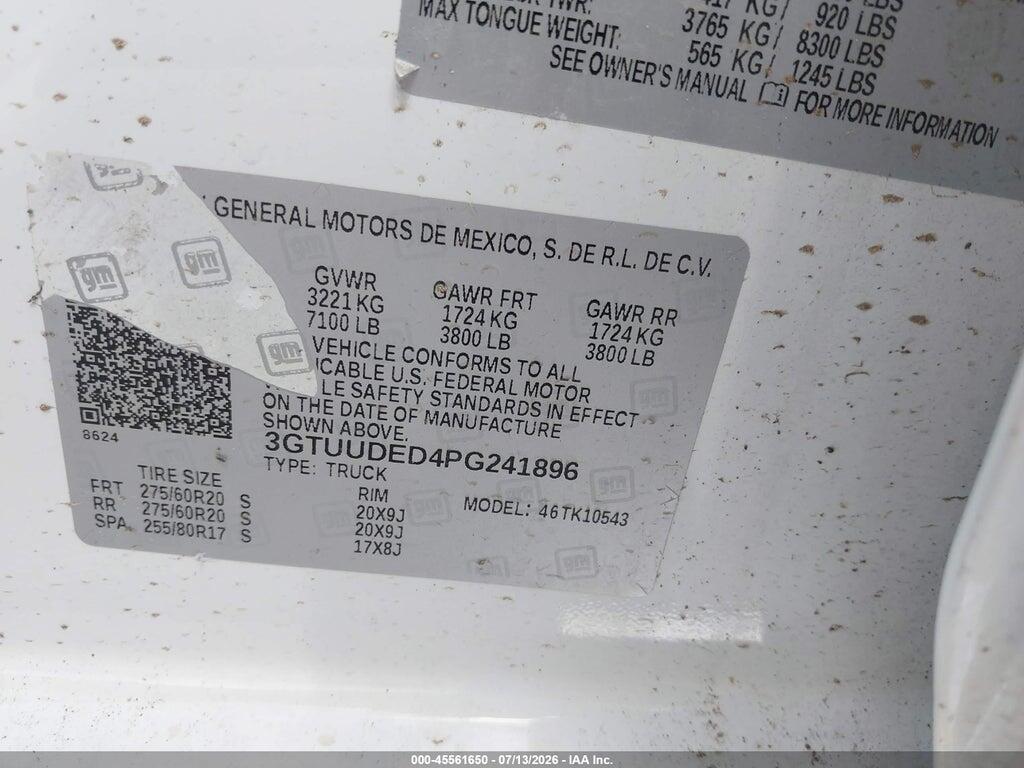 3GTUUDED4PG241896 2023 GMC SIERRA 1500 photo no. 9