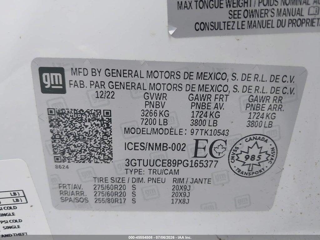 3GTUUCE89PG165377 2023 GMC SIERRA 1500 photo no. 9