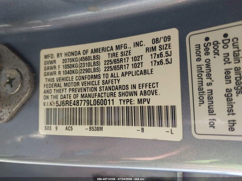 5J6RE48779L060011 2009 HONDA CR-V photo no. 9