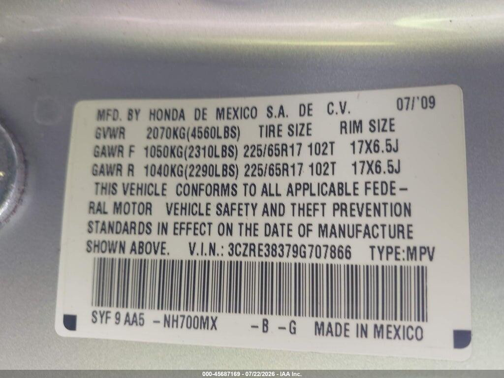 3CZRE38379G707866 2009 HONDA CR-V photo no. 9