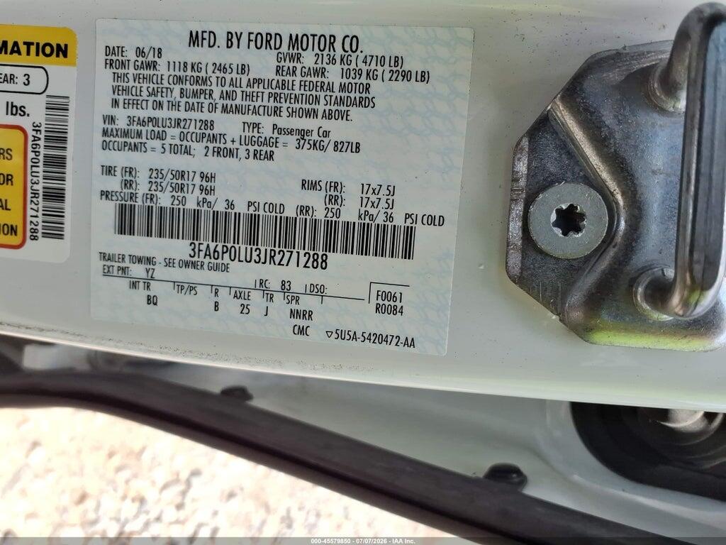 3FA6P0LU3JR271288 2018 FORD FUSION HYBRID photo no. 9