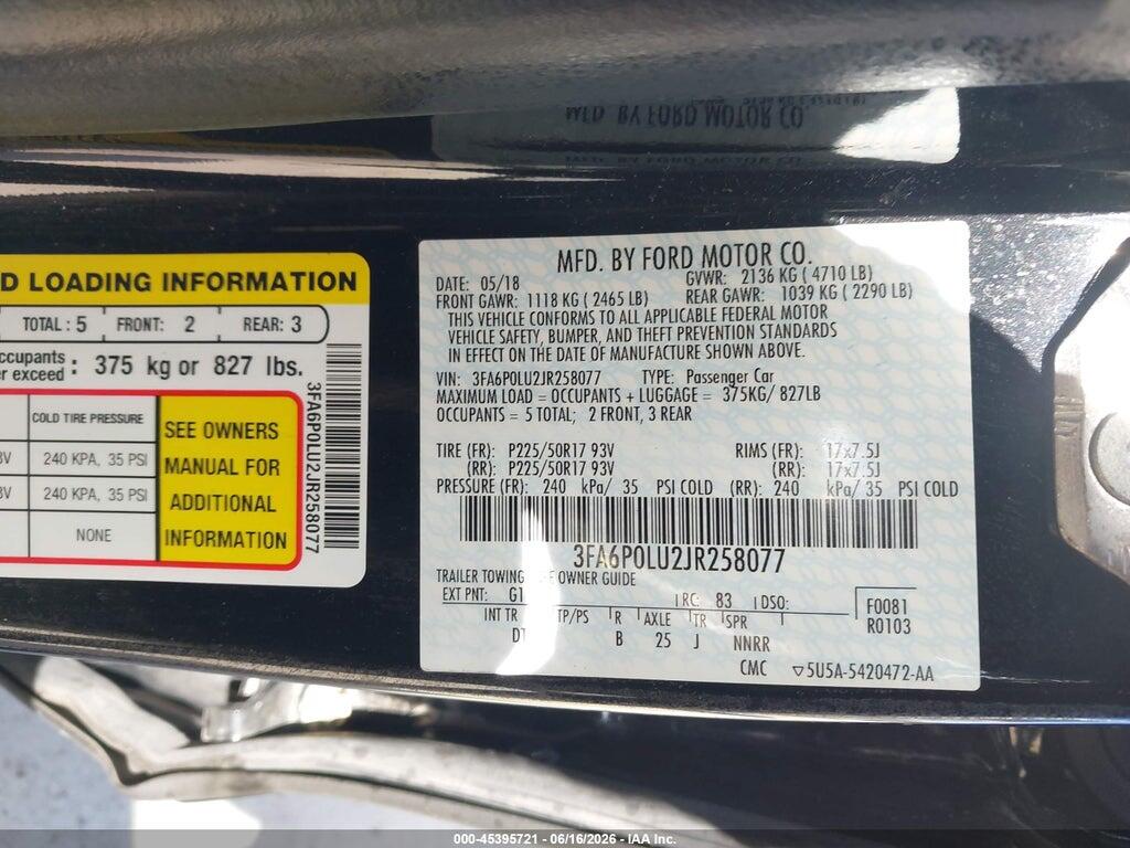 3FA6P0LU2JR258077 2018 FORD FUSION HYBRID photo no. 9