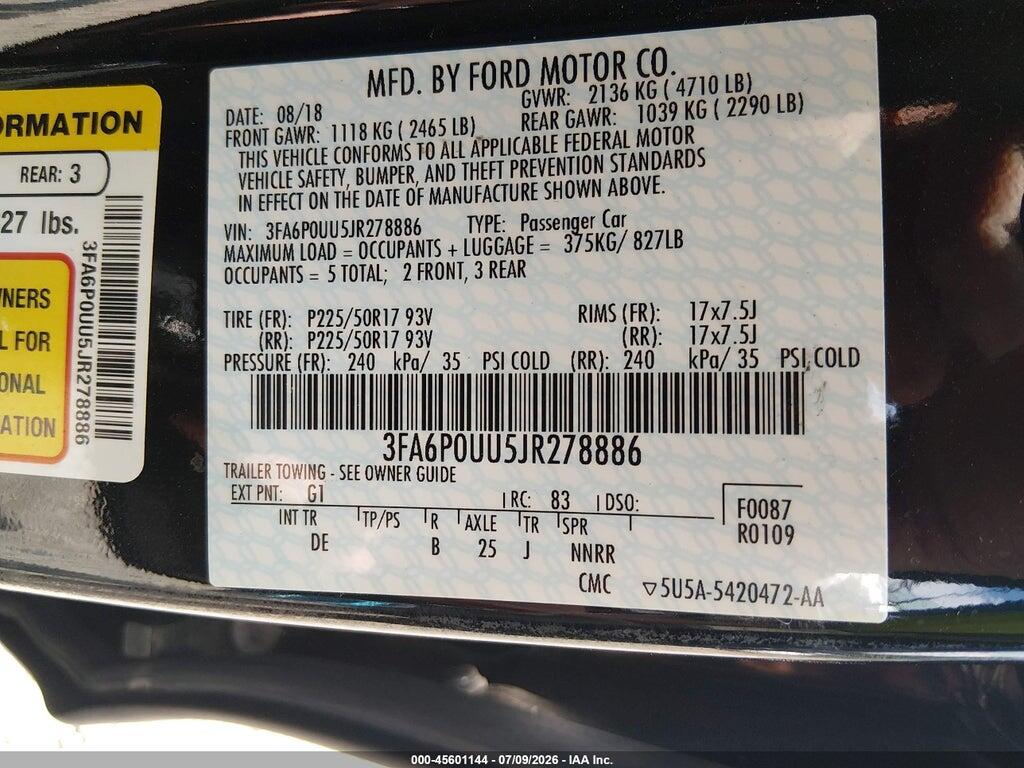 3FA6P0UU5JR278886 2018 FORD FUSION HYBRID photo no. 9