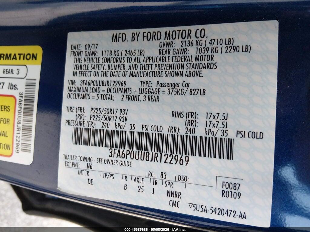 3FA6P0UU8JR122969 2018 FORD FUSION HYBRID photo no. 9