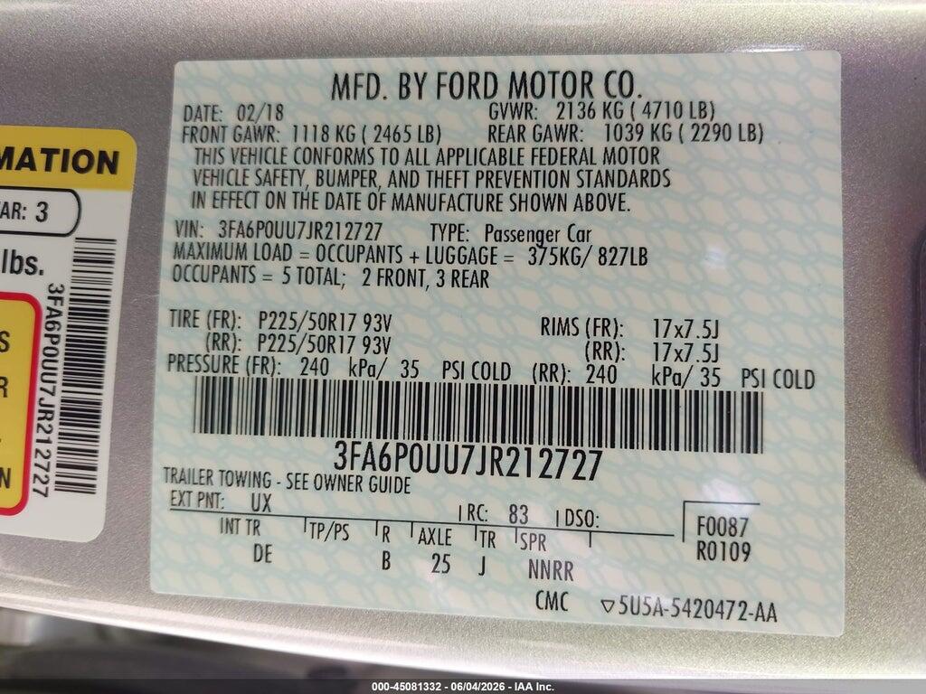3FA6P0UU7JR212727 2018 FORD FUSION HYBRID photo no. 9