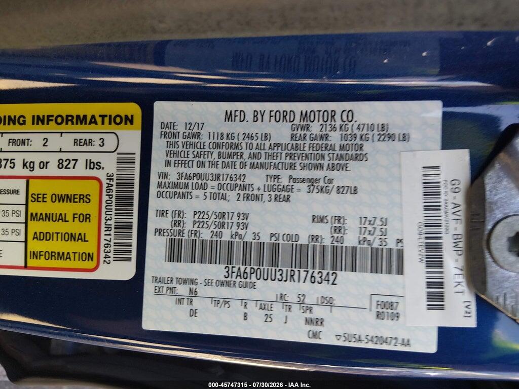 3FA6P0UU3JR176342 2018 FORD FUSION HYBRID photo no. 9