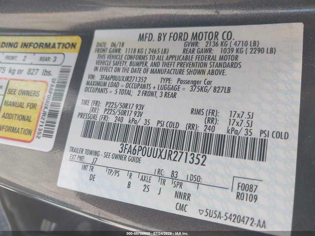 3FA6P0UUXJR271352 2018 FORD FUSION HYBRID photo no. 9