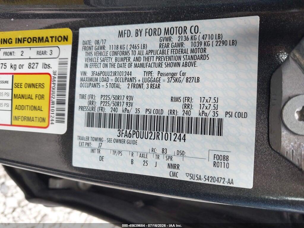 3FA6P0UU2JR101244 2018 FORD FUSION HYBRID photo no. 9