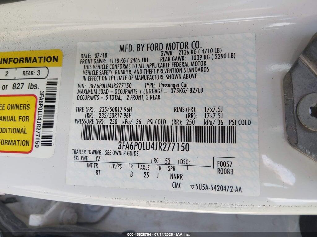 3FA6P0LU4JR277150 2018 FORD FUSION HYBRID photo no. 9