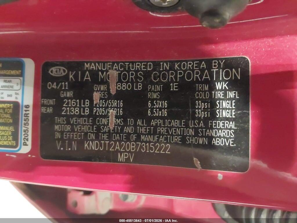 KNDJT2A20B7315222 2011 KIA SOUL photo no. 9